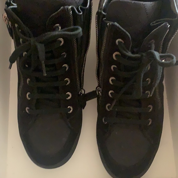 Chanel sneakers size 40 high top black/black with box high tops suede /nylon - Picture 1 of 7